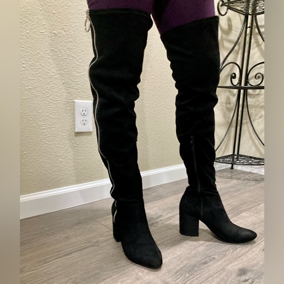 Black vix zippered over the knee suede boots | shoedazzle - Picture 2 of 5
